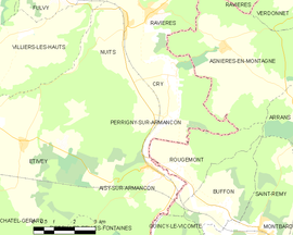 Mapa obce Perrigny-sur-Armançon