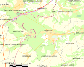 Mapa obce Dourdan