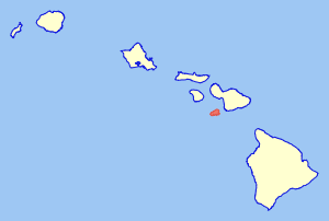 Location of Kahoolawe Map of Hawaii highlighting Kahoolawe.svg