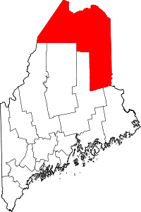 Map of Mejn highlighting Aroostook County