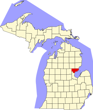 Mapa de Michigan destacando el condado de Arenac