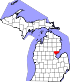 Map of Michigan highlighting Arenac County.svg