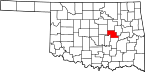Map of Oklahoma highlighting Okfuskee County.svg