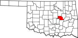 map of Oklahoma highlighting Okfuskee County