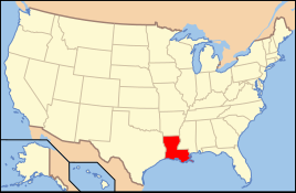 Karte der USA, Louisiana hervorgehoben