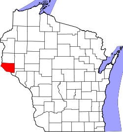 map of Wisconsin highlighting Pierce County