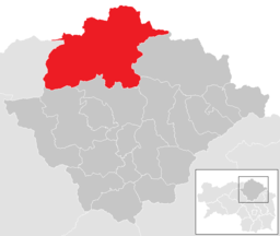 Kommunens läge i distriktet Bruck-Mürzzuschlag