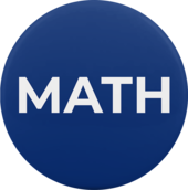 A blue button with the capital letters, "MATH".