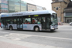 fuel CellBus der Hochbahn in CUTE-Lackierung