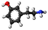 Meta-Tyramine ball and stick model