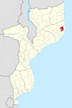 Monapon piirin sijainti Mosambikissa.