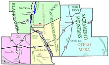 Map of Spaceport America within the originally envisioned spaceport tax district, including Doña Ana, Luna, Otero, and Sierra counties