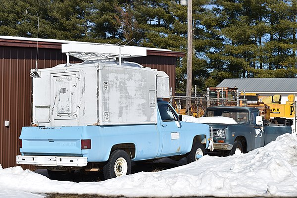 An older patrol truck used to locate radio interference.