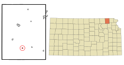 Cornings läge i Nemaha County och countyts läge i Kansas.