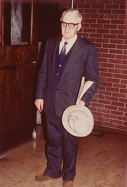 Nibley holding his hat, probably in the late 1970s