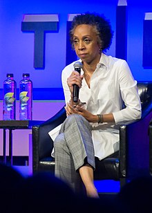 Shaw speaking at the Tribeca Film Festival in 2018 Nina Shaw (81801).jpg