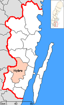 Община Нюбру на картата на лен Калмар, Швеция