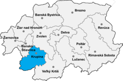 Location of Krupinas apriņķis