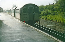 Ongar station in April 1977 Ongar 4 77.jpg