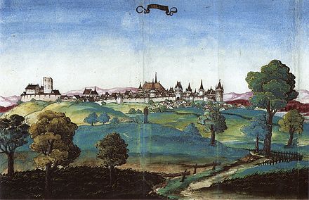 The oldest known view of Opole seen from southeast, circa 1535