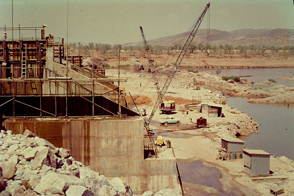 Ord Diversion Dam under construction, c. 1962.