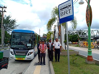 A Trans Palangka Raya bus during demo PalangkaRaya BRT Bus.jpg