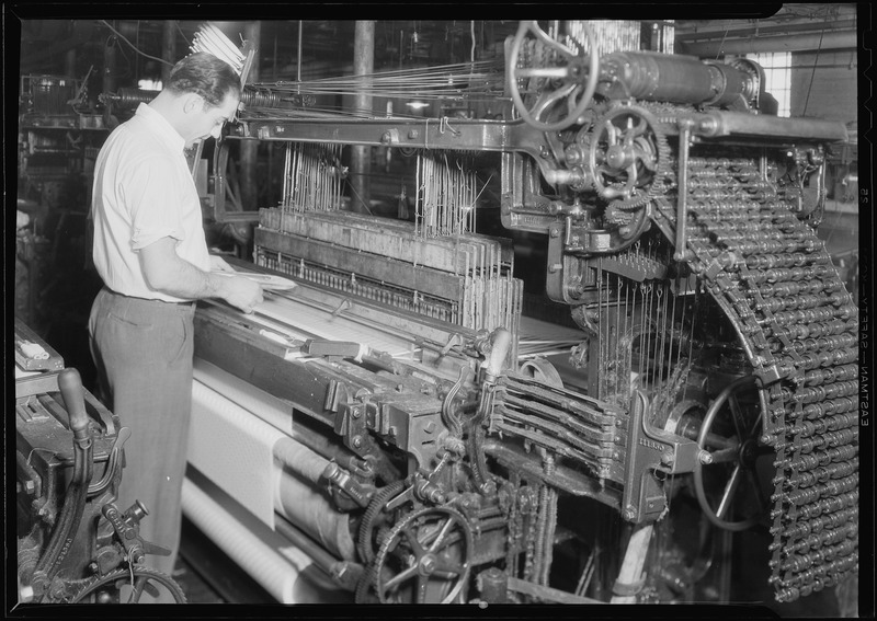 File:Paterson, New Jersey - Textiles. Wishnack Silk Company. "Fancies" being woven. Front view of a Crompton Knowles 4 x 4... - NARA - 518759.tif