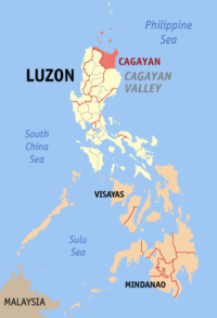 मानचित्र जिसमें कागायान Cagayan हाइलाइटेड है