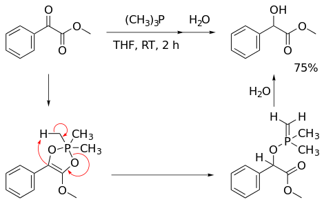 Reductie van een keton met trimethylfosfine