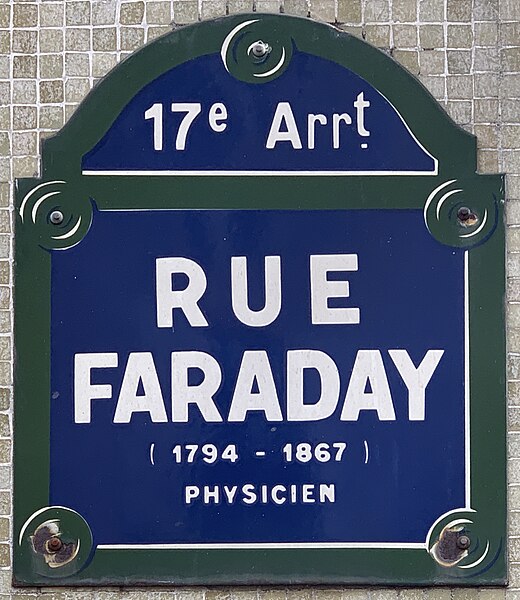 File:Plaque Rue Faraday - Paris XVII (FR75) - 2021-08-22 - 1.jpg