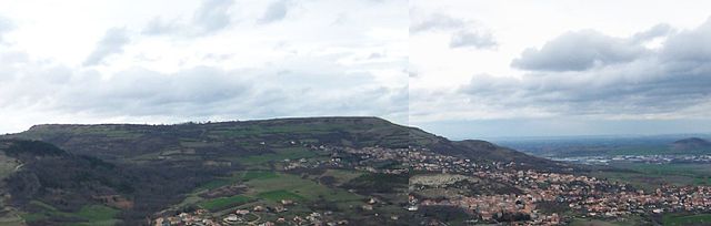 Ancient Gergovia was located on the plateau in the background. The main battlefield was the area in the image's center right