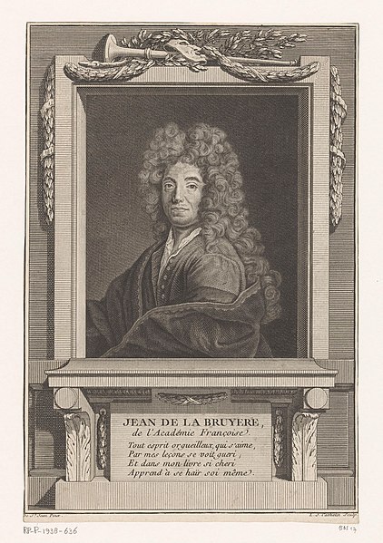 File:Portret van Jean de la Bruyère Titelpagina voor La Bruyère, Jean de. Les Caractères de Théophraste et de La Bruyère, avec des notes par M. Coste, 1765, RP-P-1938-636.jpg