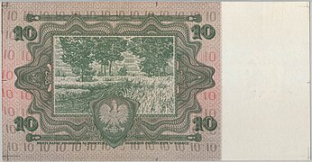 Rewers próby koloru 10 złotych 1928