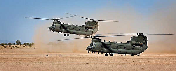 Two RAF Chinooks on exercises in California