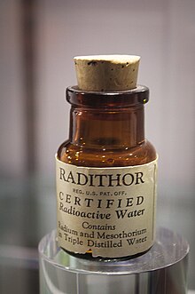 A bottle of Radithor at the National Museum of Nuclear Science & History in New Mexico, United States Radithor bottle (25799475341).jpg