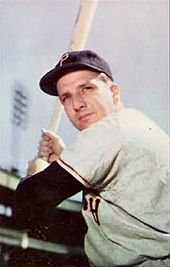 Hall of Famer Ralph Kiner led the NL in home runs for seven straight seasons (1946-1952) RalphKiner1953bowman.jpg