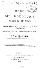 Remarks on Mr Roebucks Admissions of Error