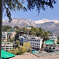 Жилые кварталы Дхарамсалы на фоне Гималайских гор