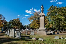 Many members of the locally prominent Borden family are buried at Oak Grove, including Richard Borden. Richard Borden and family grave at Oak Grove Cemetery, Fall River MA.jpg