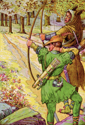 «Робин состязается в стрельбе с сэром Гаем» (илл. Л. Рида, 1912)