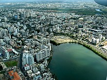 Santurce, the most populated district, or barrio, in Puerto Rico's capital, San Juan. San Juan from above.jpg