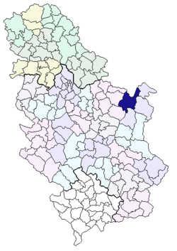 Община Майданпек на картата на Сърбия
