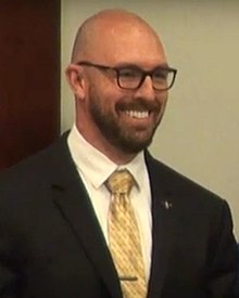 Hazel in 2018 Shane Hazel at GA-07 Debate (cropped).jpg