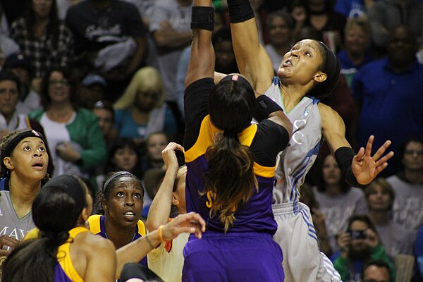 Sims and Maya Moore jump for the ball during game 5 of the 2017 WNBA Finals