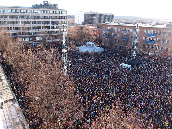 10,000 citizens of Skellefteå, celebrating Skellefteå AIK's first Swedish Championship title in 35 years.