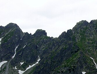 Od lewej: Skrajny Granat, Granacka Przełęcz, Orle Turniczki, Orla Baszta, Pościel Jasińskiego, Buczynowe Czuby, Przełęcz Nowickiego, Wielka Buczynowa Turnia