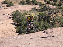 One of several steep hills on the Slickrock Trail, October 2005 Slickrocktrailhillclimb.JPG