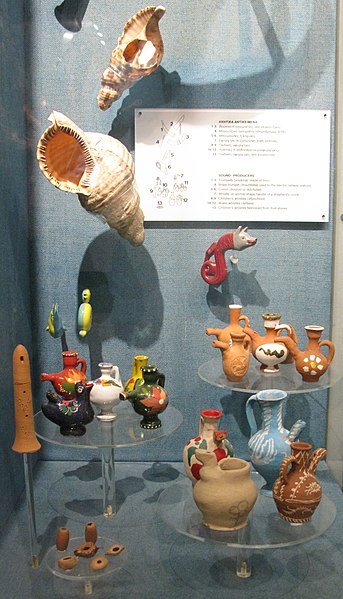 File:Sound-producers - conches, whistles, water-whistles, children whistles, Museum of Greek Folk Musical Instruments.jpg