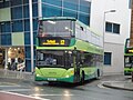 Southern Vectis 1103 Blackgang Chine (HW08 AOS), a Scania OmniCity, pulling out of Newport, Isle of Wight bus station on route 12.