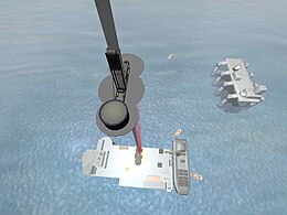 One concept for the space elevator has it tethered to a mobile seagoing platform. SpaceElevatorClimbing.jpg